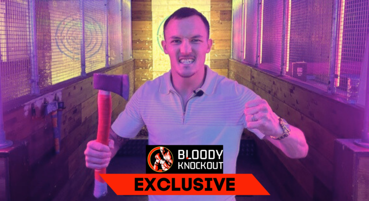 Photo of Josh Warrington with 'Bloody Knockout Exclusive' overlay text