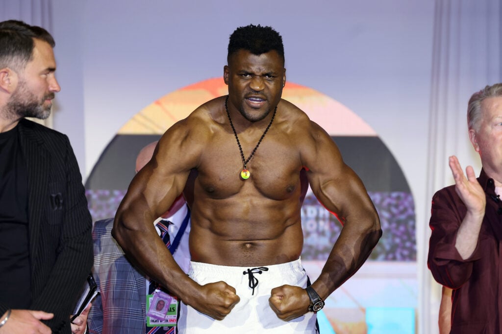 Francis Ngannou weighs-in to fight Anthony Joshua