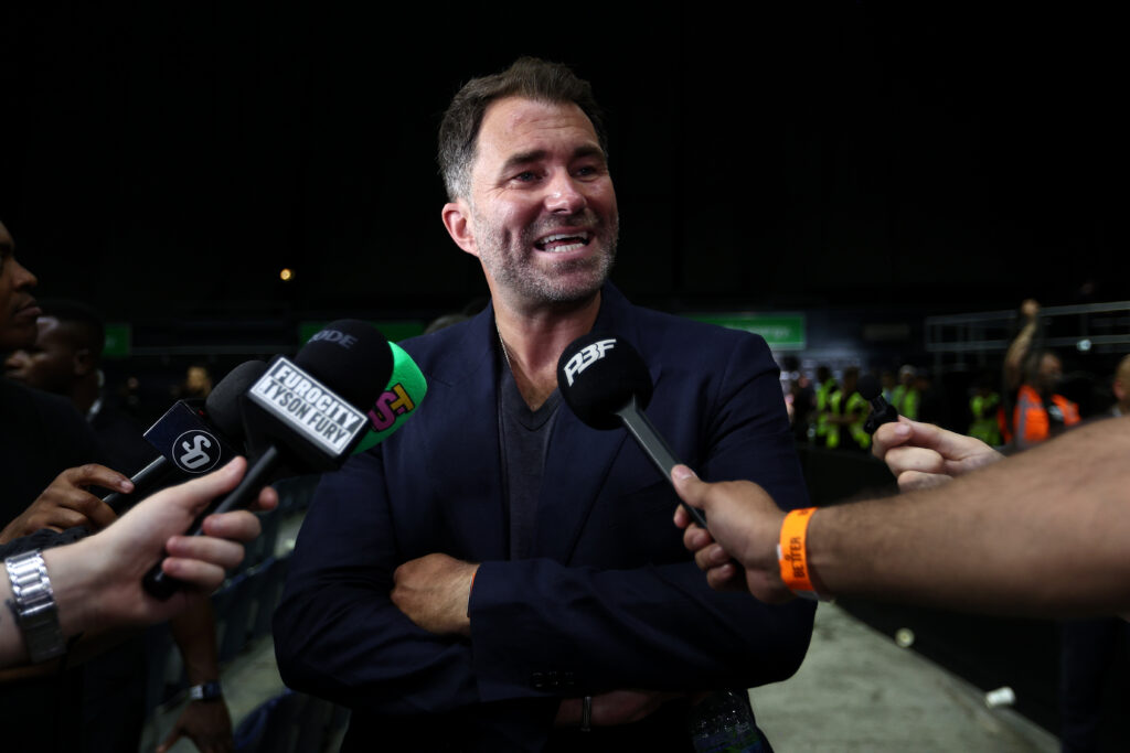 Eddie Hearn speaks at a Wembley Boxing Press conference