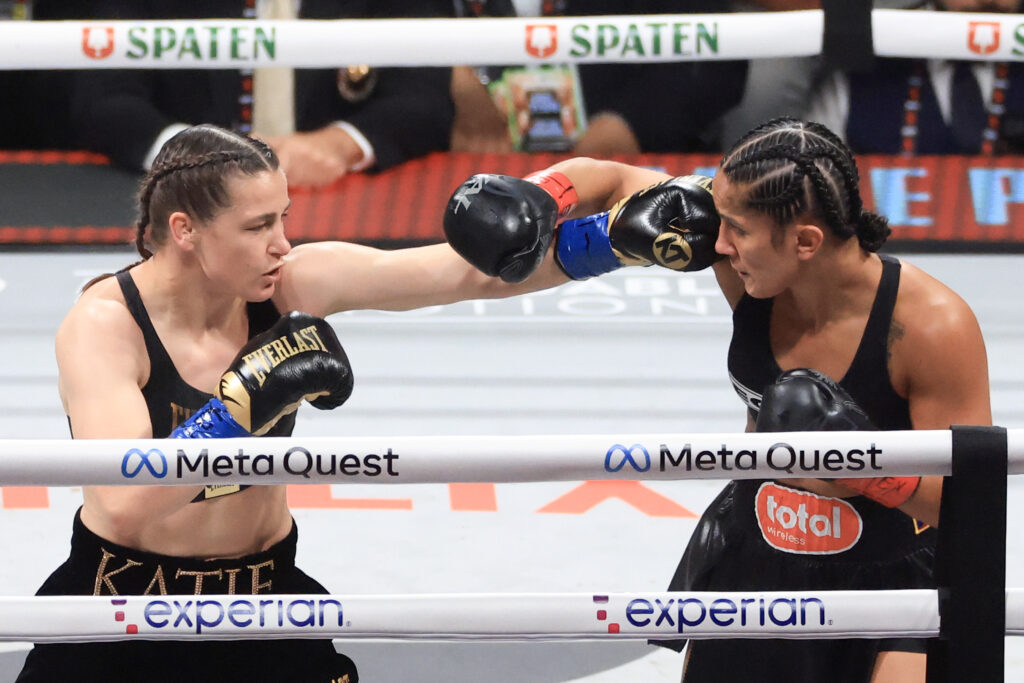 Katie Taylor and Amanda Serrano punch each other in their rematch