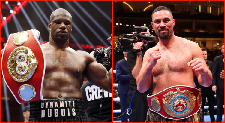 Side by side of Daniel Dubois at 5v5: Queensberry v Matchroom - Fight Night and Joseph Parker at Knockout Chaos - Anthony Joshua v Francis Ngannou:...