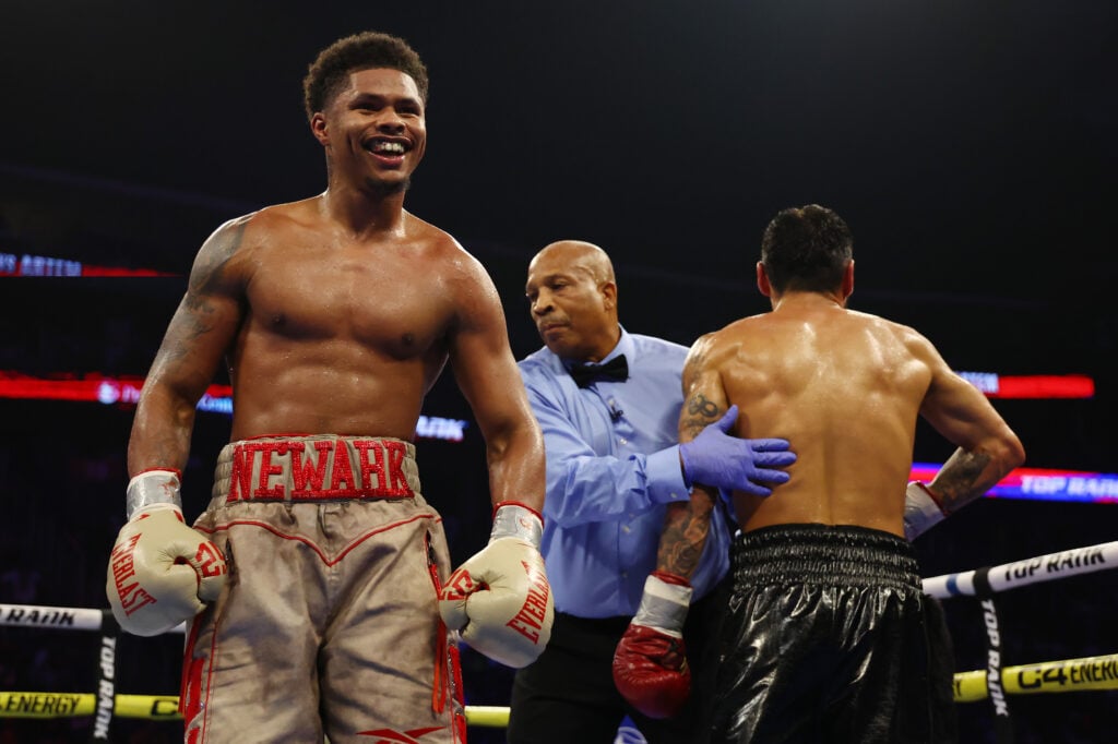 Shakur Stevenson smiling after beating Artem Harutyunyan