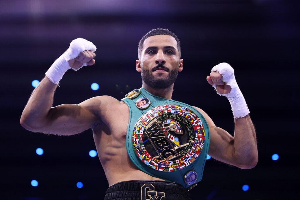 Galal Yafai celebrates a win over Sunny Edwards