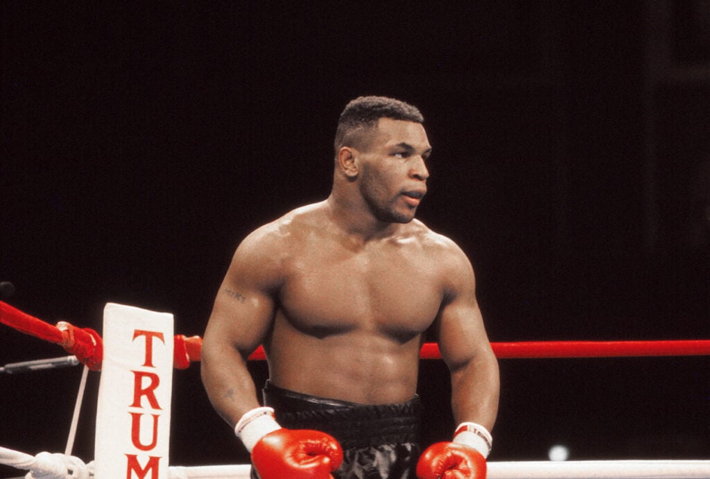 Mike Tyson during fight with Larry Holmes