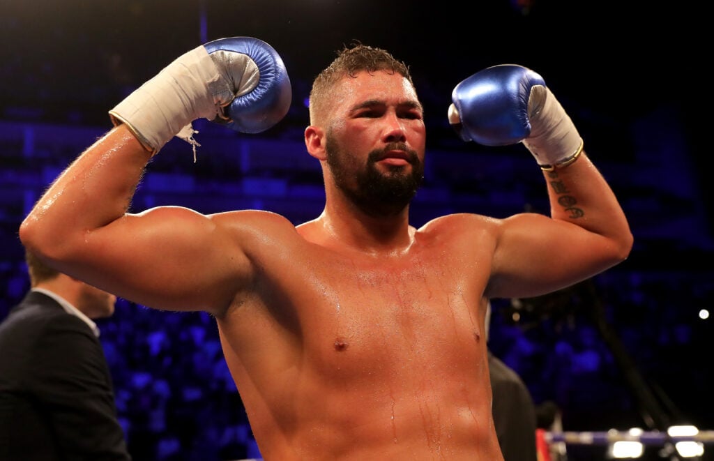 Tony Bellew poses in ring