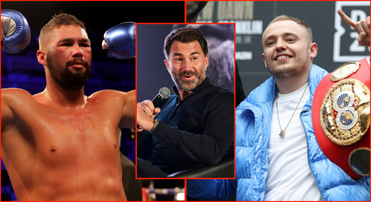 Pop out image of Eddie Hearn, Tony Bellew, and Sunny Edwards
