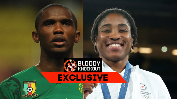 Samuel Eto'o and Cindy Ngamba with exclusive banner