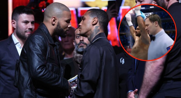 Image of Chris Eubank Jr and Conor Benn. Inset, screenshot of Fight Night Champion
