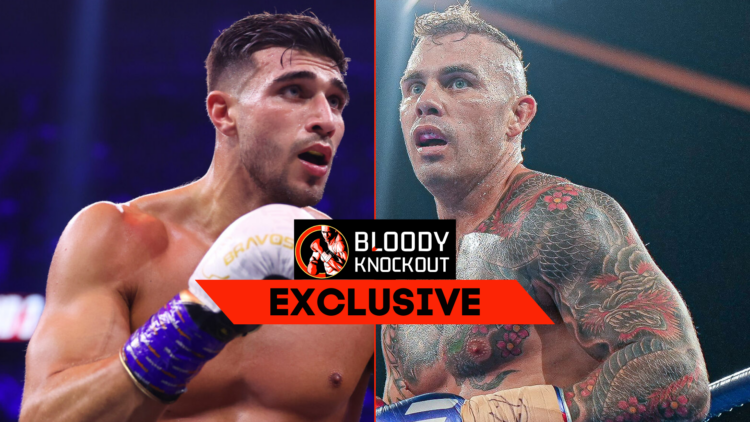Tommy Fury and Matty Floyd with exclusive banner