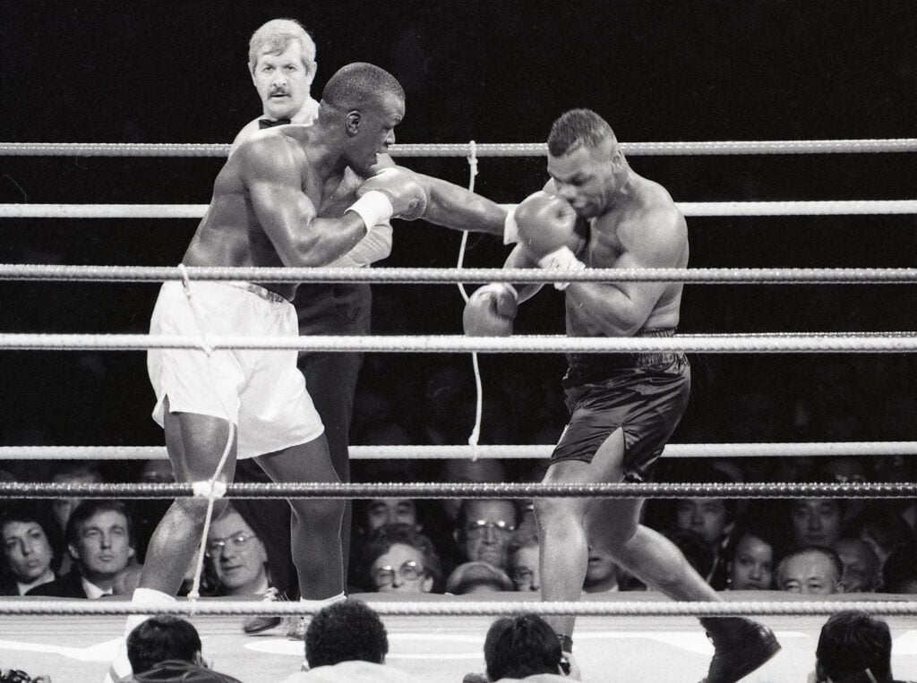 Mike Tyson being punched by Buster Douglas