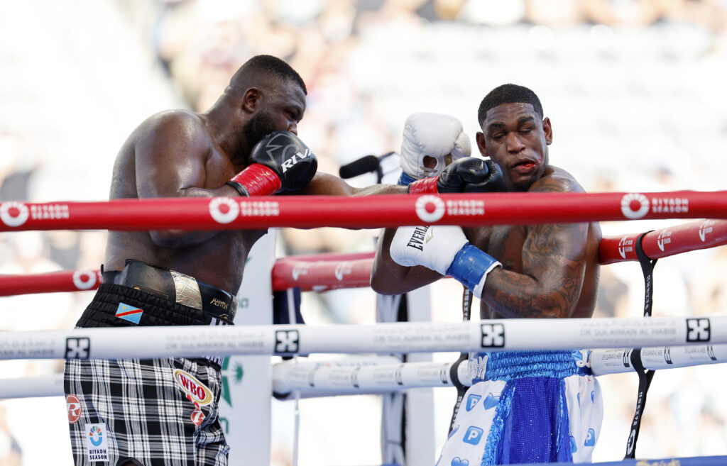 Jared Anderson is punched in the face by Martin Bakole