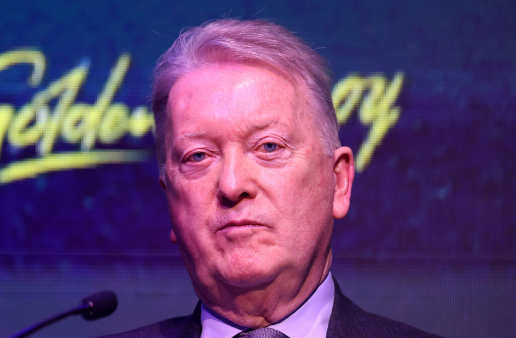 Frank Warren looking on at at press conference