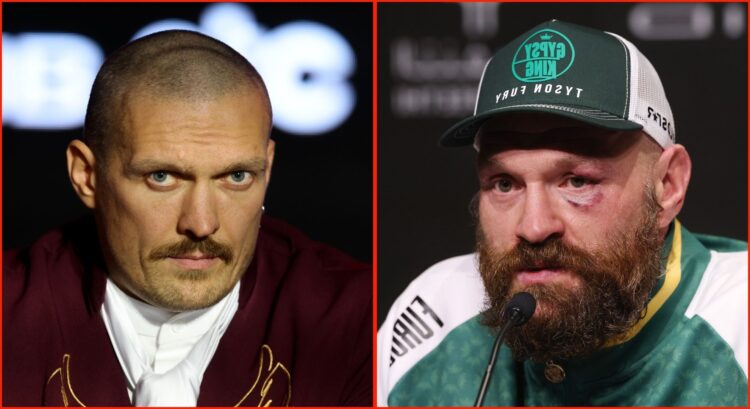 Split image of Oleksandr Usyk and Tyson Fury