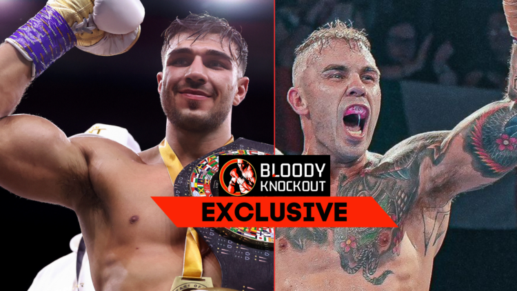 Tommy Fury and Matty Floyd with exclusive banner
