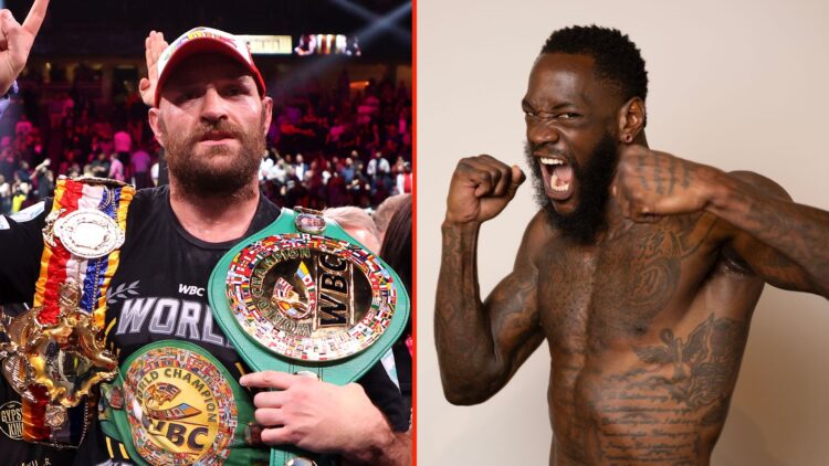 Split image of Tyson Fury and Deontay Wilder.