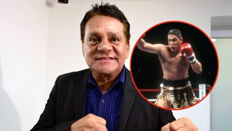 Images of Former professional boxer Roberto Duran -aka "Manos de Piedra" and younger version of him in fight for the IBC Middleweight Championship ...