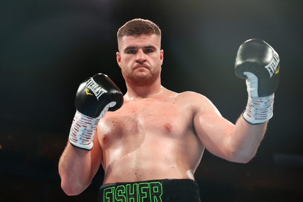 Johnny Fisher in the ring following a win over Alvaro Terrero