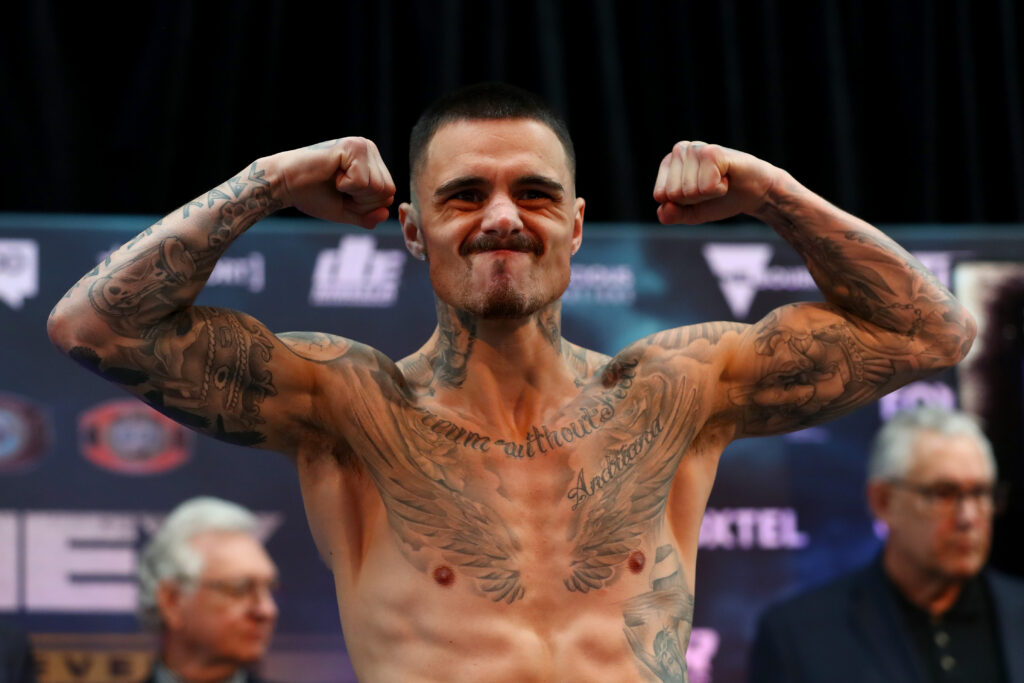 George Kambosos Jr. at weigh in