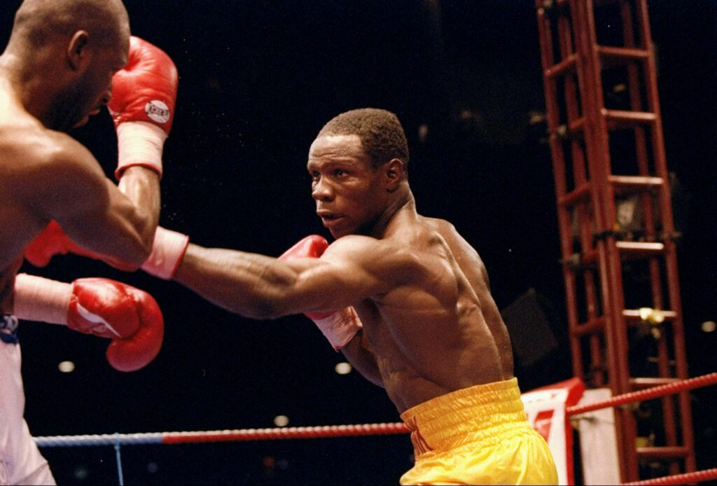 Chris Eubank fighting Nigel Benn
