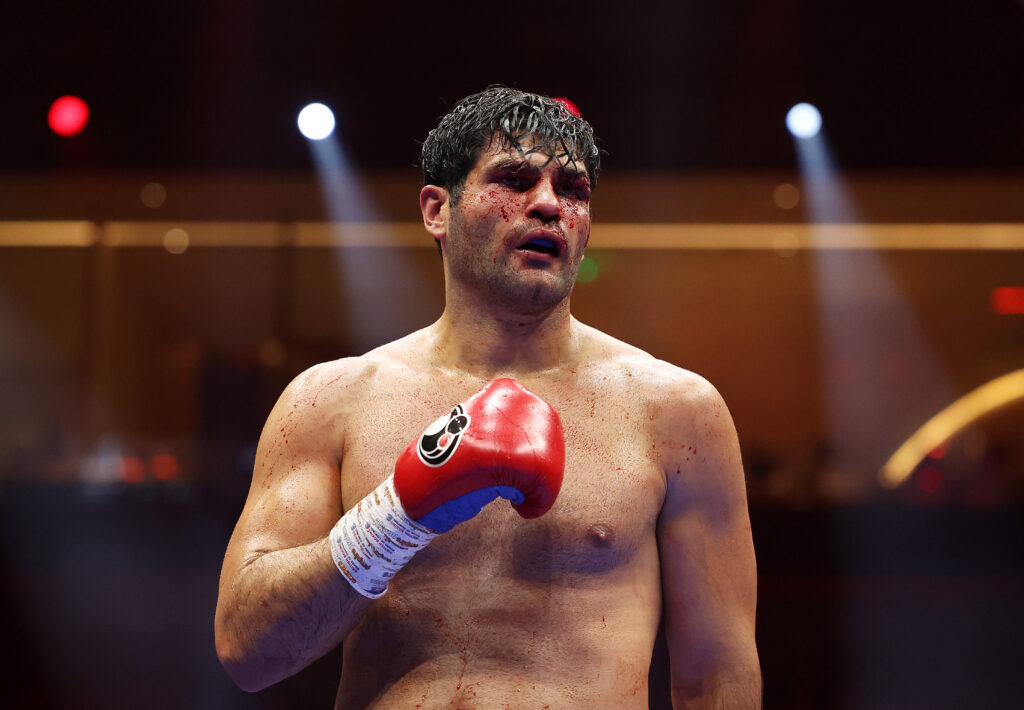 Filip Hrgovic covered in blood against Daniel Dubois