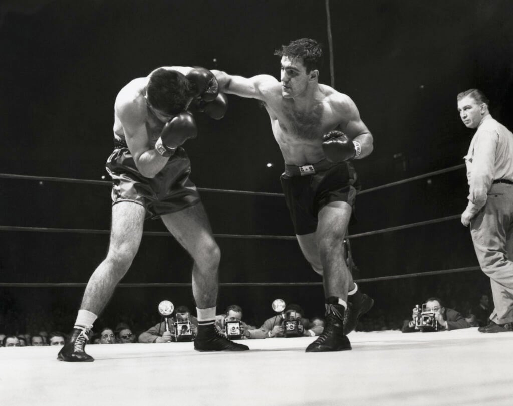 Rocky Marciano Punching In Boxing Match