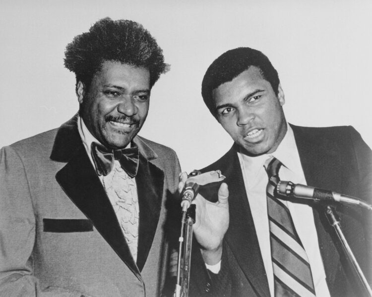 (Original Caption) New York, New York: Promoter Don King and heavyweight champion Muhammad Ali announced a program to help Africans in the Sahel dr...
