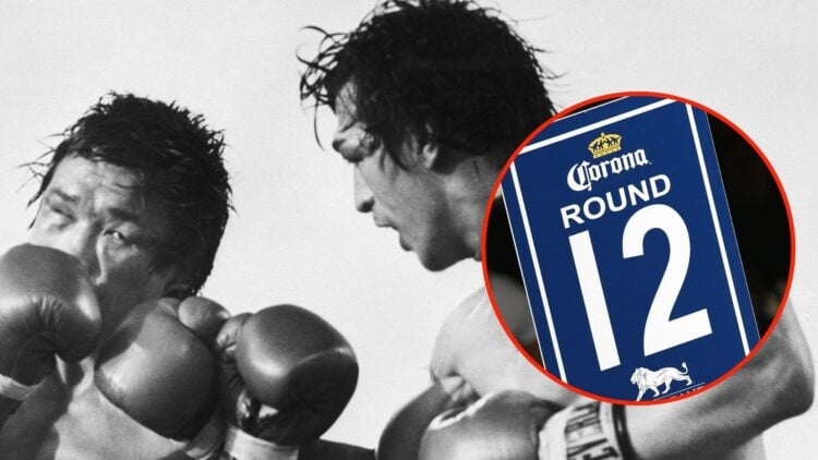 Ray Mancini lands a right-hand shot on Korean boxer Duk-Koo Kim during their WBA lightweight title fight in Las Vegas in November 1982. Inset of a ...