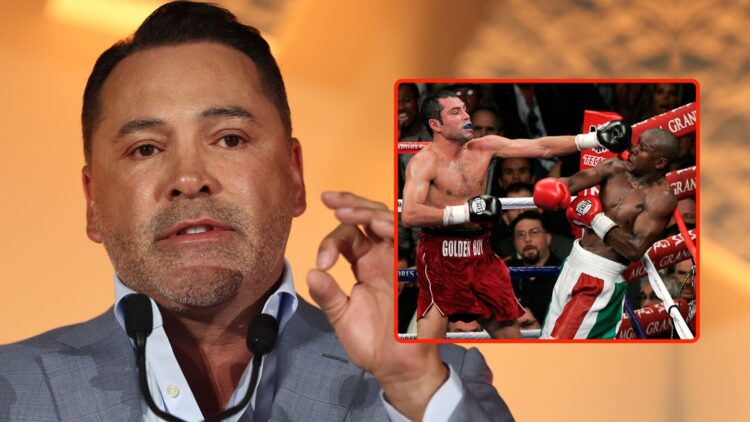Oscar De La Hoya looks on during the press conference as part of the Riyadh Season - Latino Night on November 14, 2024 in Riyadh, Saudi Arabia. Ins...