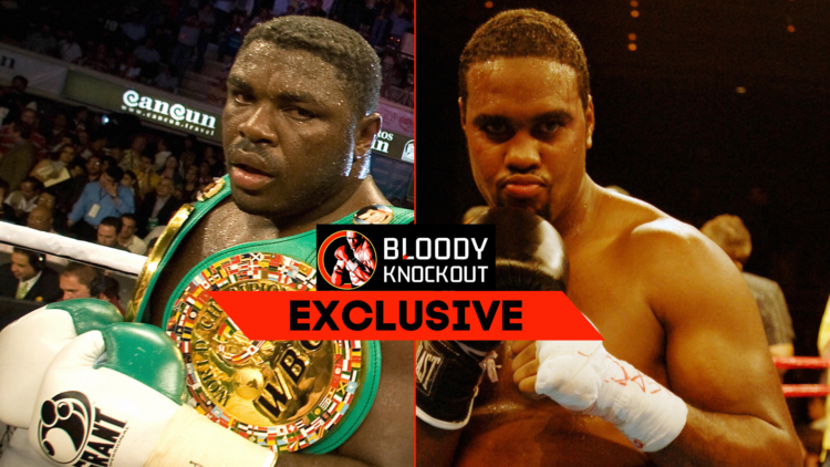 Samuel Peter and Eddie Chambers with exclusive banner