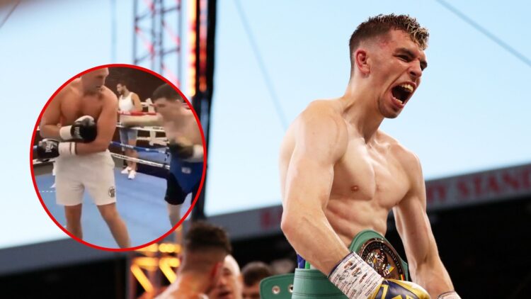 Image of Stephen McKenna with an inset of Tyson Fury Sparring