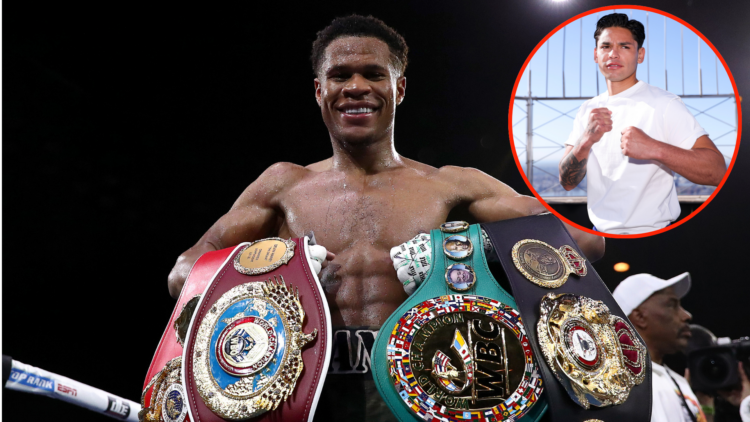 Image of Devin Haney with inset of Ryan Garcia