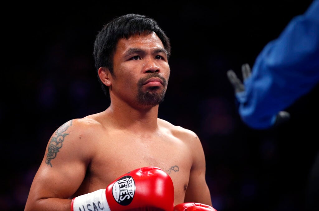 Manny Pacquiao during his fight with Keith Thurman