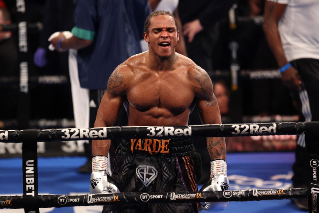 Anthony Yarde celebrates victory