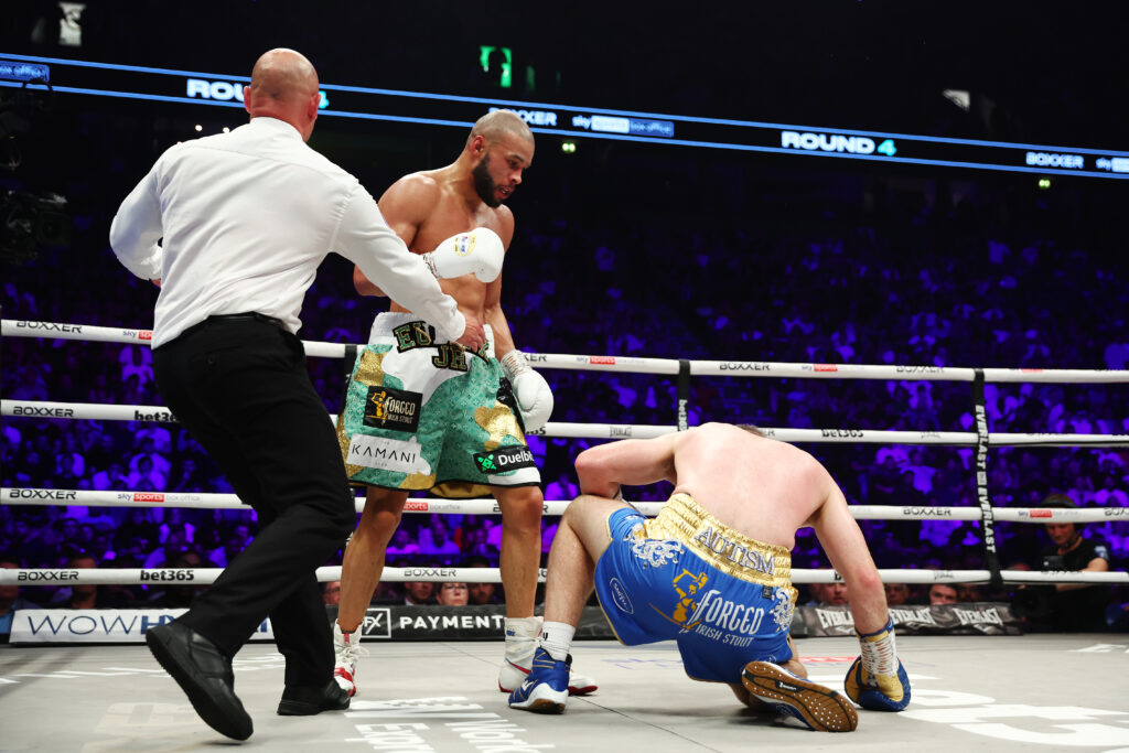 Chris Eubank Jr drops Liam Smith in their rematch