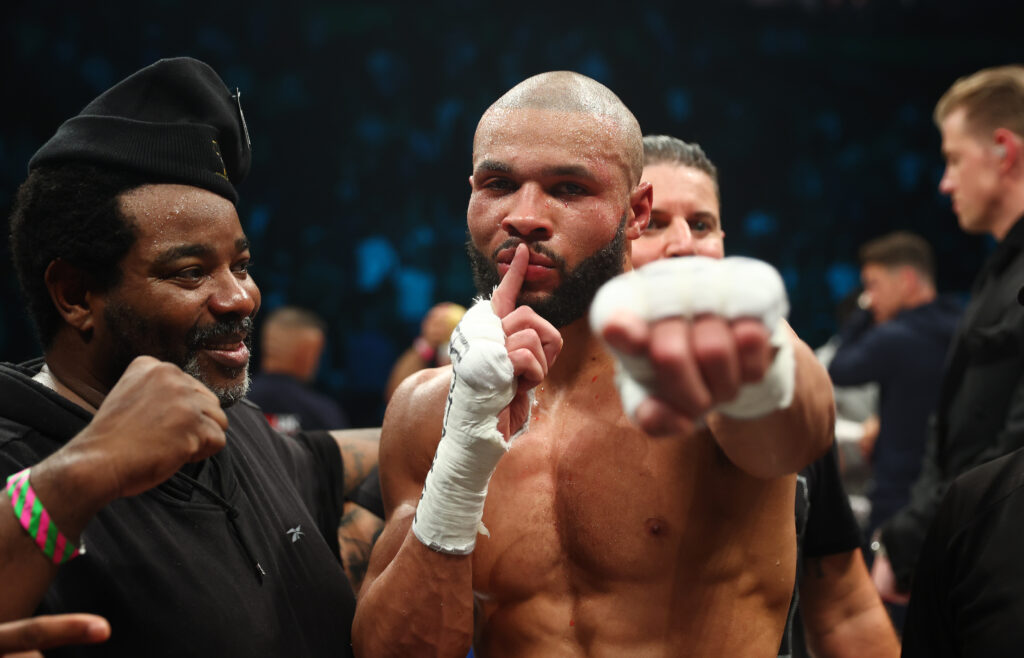 Chris Eubank Jr. celebrates win