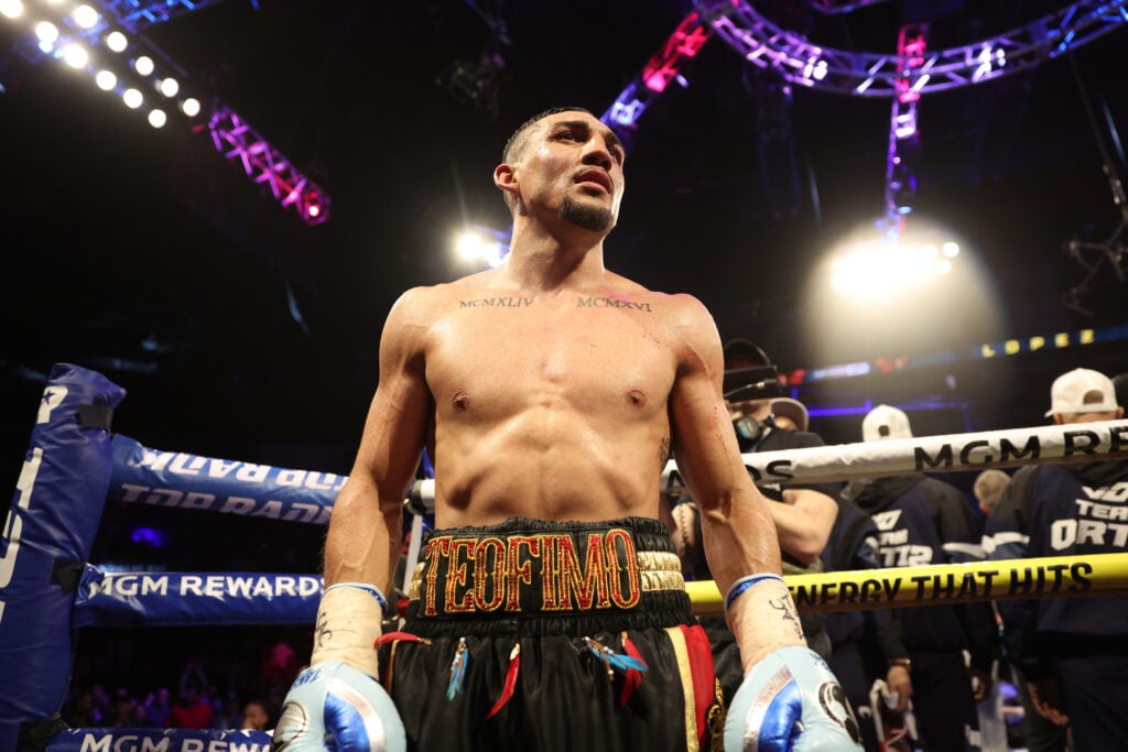 Teofimo Lopez Jr. in ring vs Jamaine Ortiz