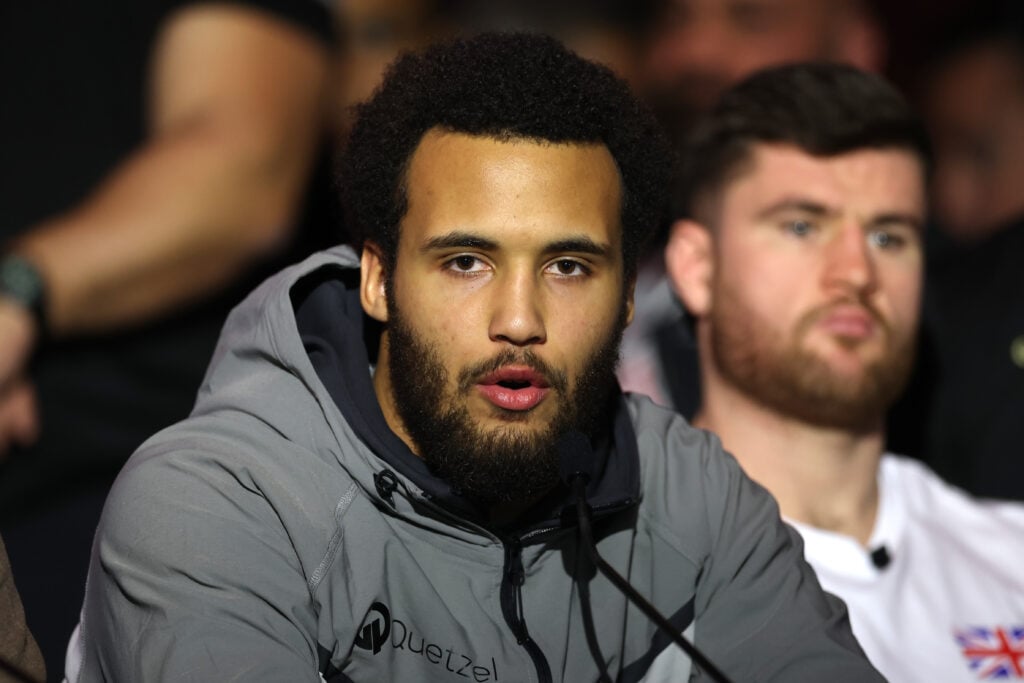 Moses Itauma attends a boxing card in Riyadh just before his return to the ring