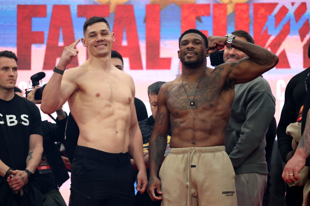 Chris Billam-Smith and Brandon Glanton stand beside one another at their weigh in