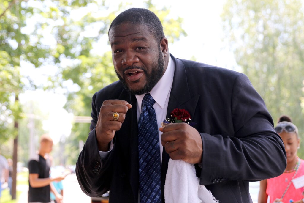 Riddick Bowe poses