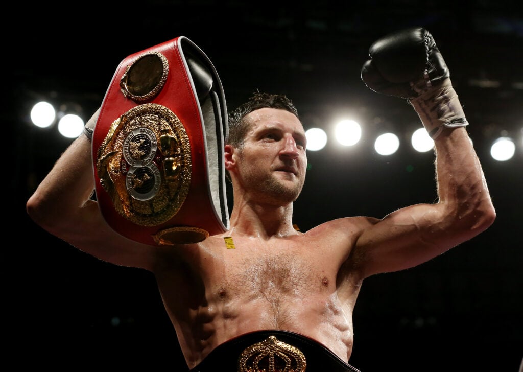 Carl Froch celebrates a win over George Groves