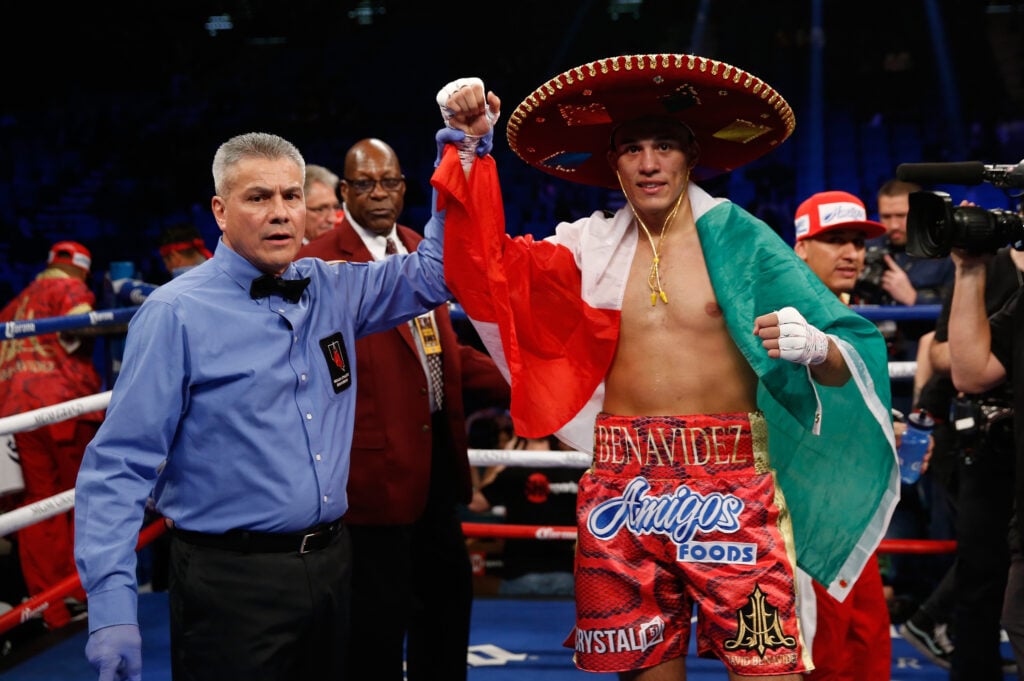 David Benavidez gets his hand raised in victory