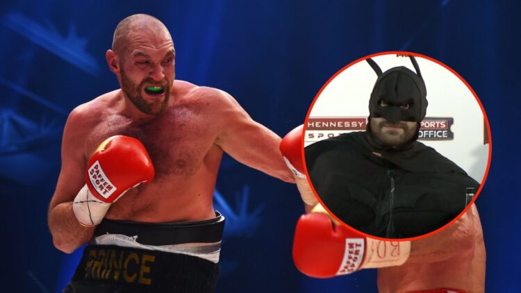 Tyson Fury in action with Wladimir Klitschko during the IBF IBO WBA WBO Heavyweight World Championship contest at Esprit-Arena. Inset, Tyson Fury d...