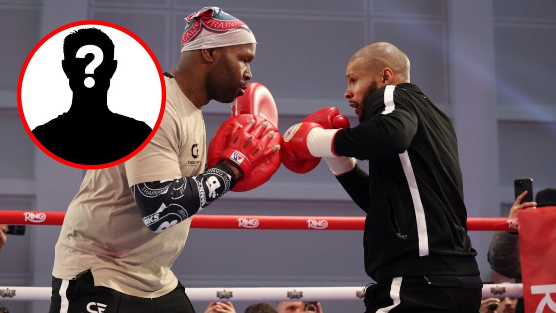 Chris Eubank Jr. hitting pads with Johnathon Banks at the media workout for his fight with Conor Benn