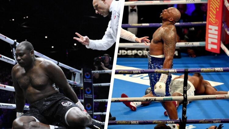 Ebenezer Tetteh on canvas after KO loss to Frazer Clarke split with Dillian Whyte howling after KO win over Derek Chisora