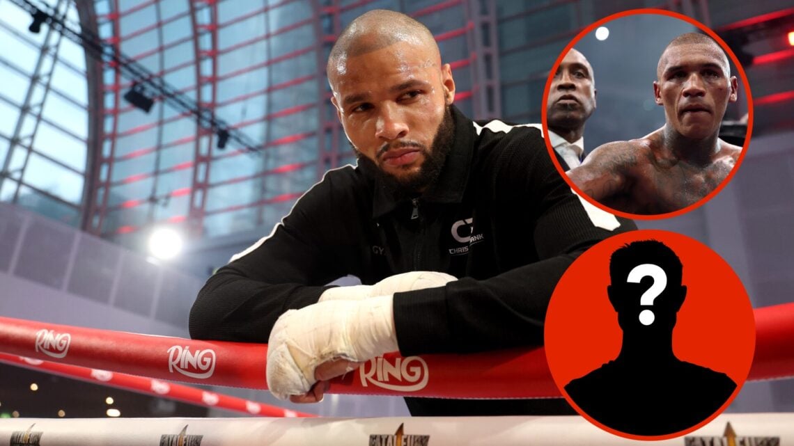 Image of Chris Eubank with insets of Conor Benn and Mystery figure