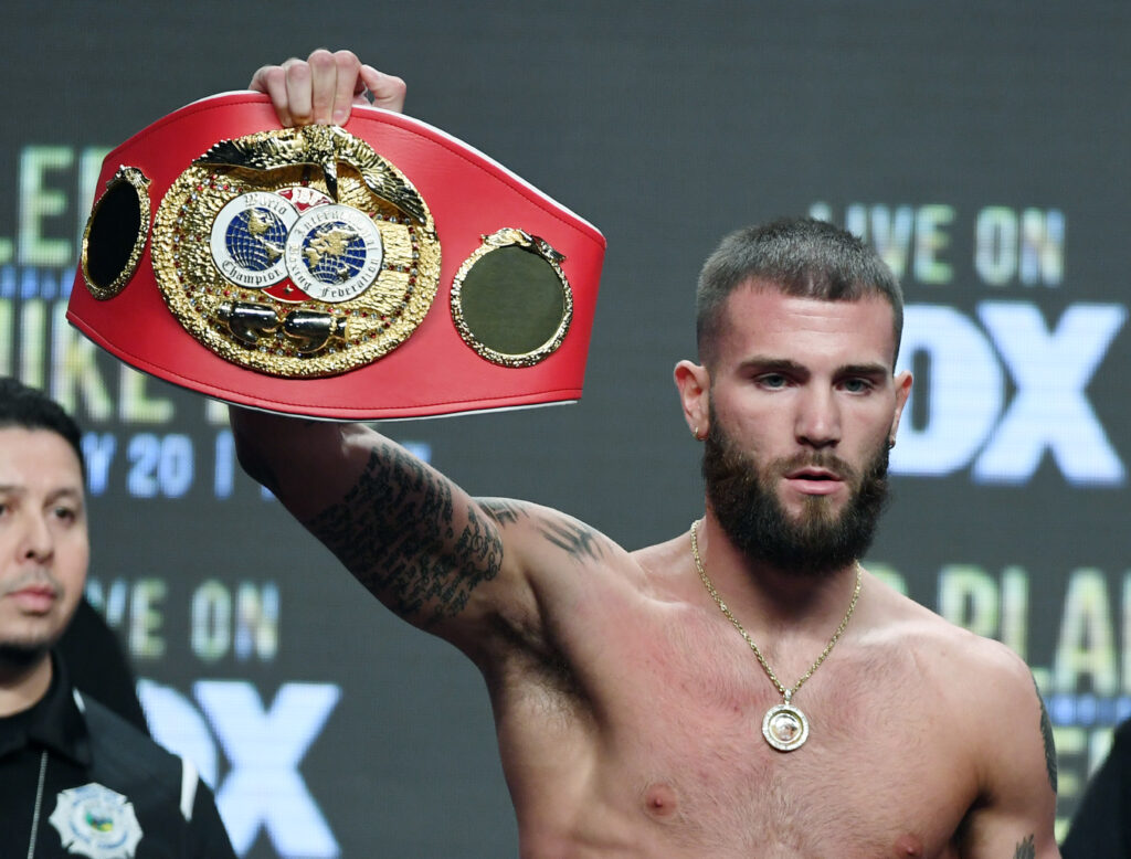 Caleb Plant with his IBF world title