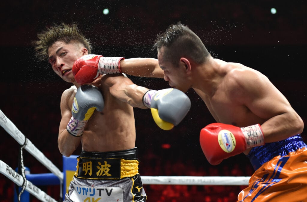 Nonito Donaire lands a punch on Naoya Inoue
