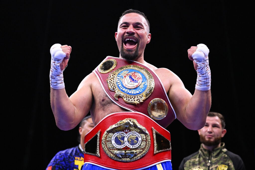 Joseph Parker celebrates beating Simon Kean