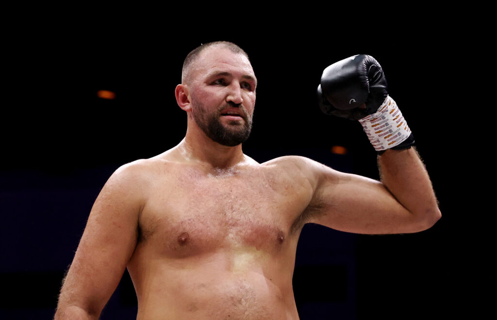 Hughie Fury celebrates defeating Patrick Korte