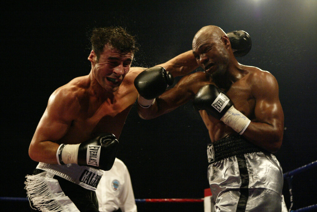 Joe Calzaghe trades punches with Byron Mitchell